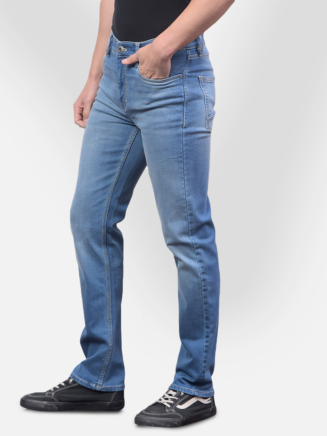 Numero Uno Men Mid Blue Mid Blue Slim Fit Mid Rise Sustainable Jeans